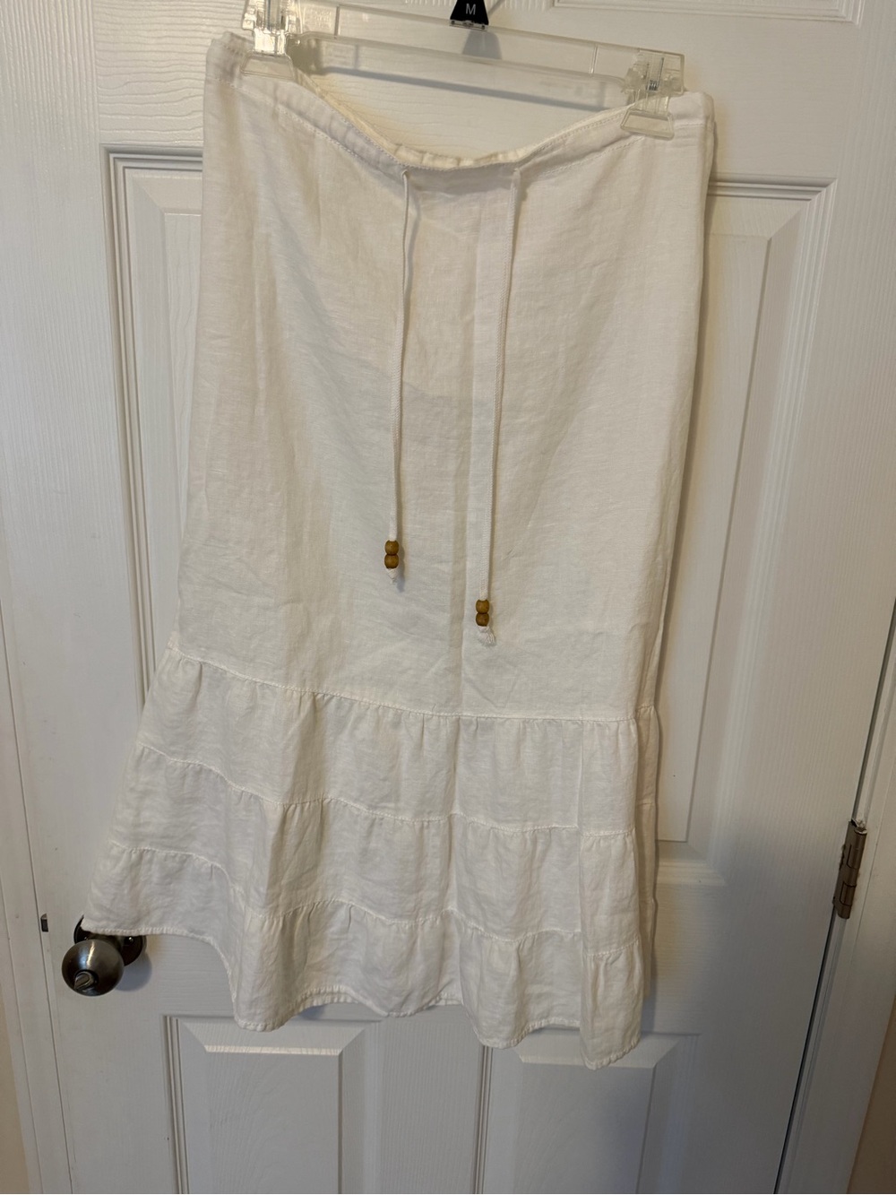 Merona White Tiered Drawstring Maxi Skirt 100% Linen